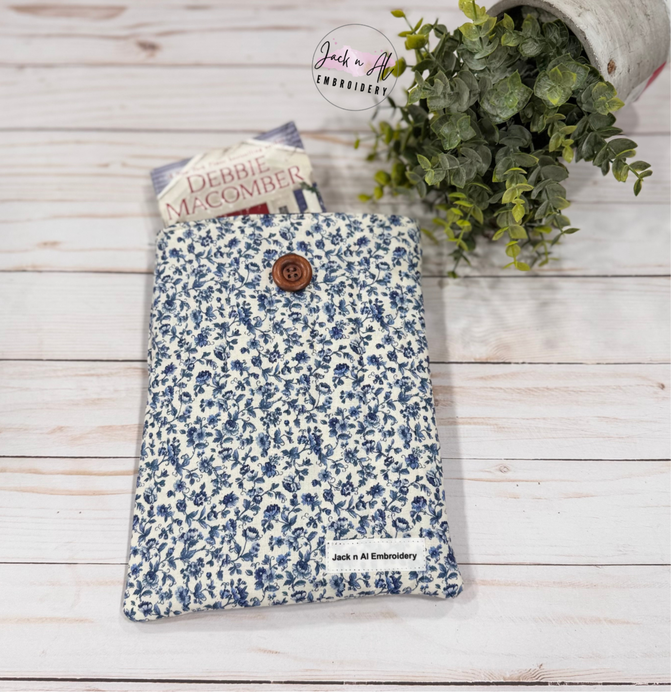 The Blue Floro Quilted Book Cover Sleeve