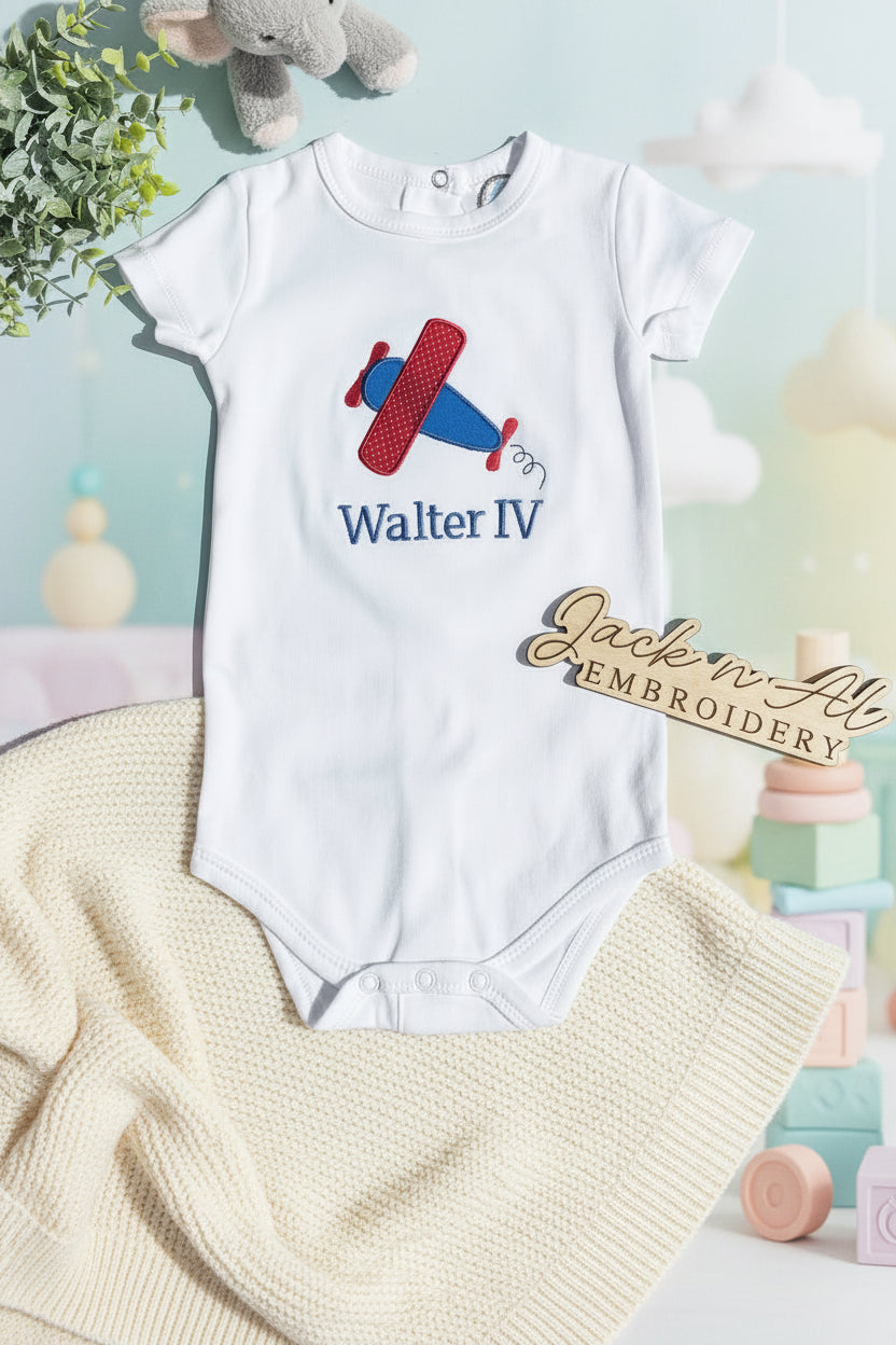 Airplane Baby Boy Applique Set