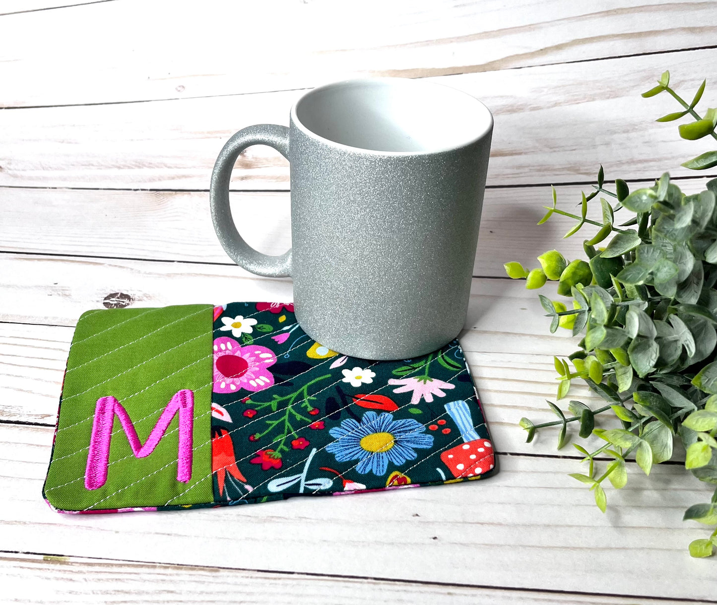 Monogram Mug Rug - Green