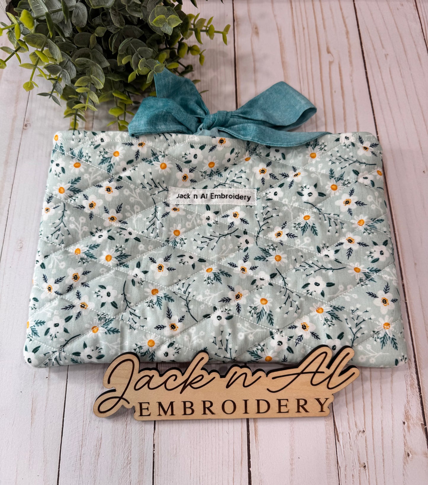 Blue Wildflower Quilted Bible/Book Cover Sleeve