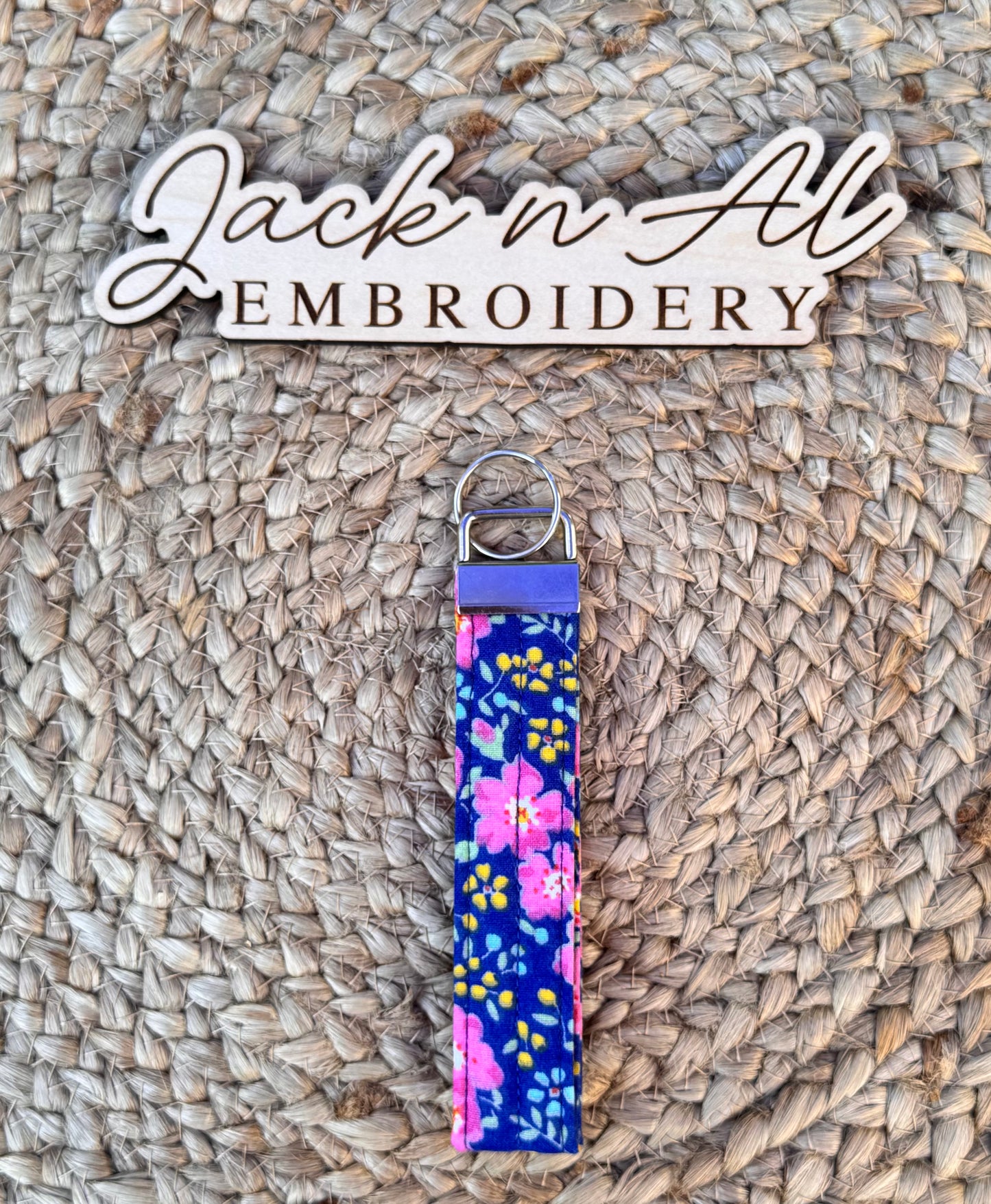 The Blue/Pink Floral Keychain Wristlet
