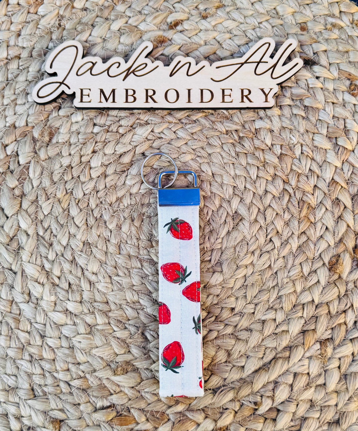 The Strawberry Cream Keychain Wristlet