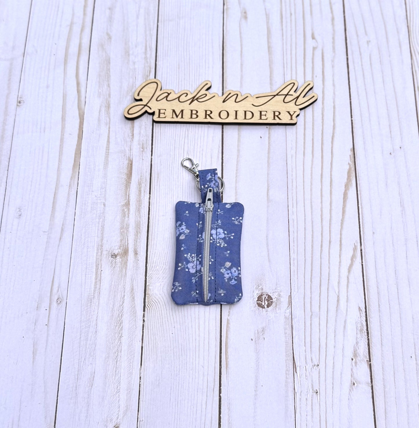 Blue Floral Lip Balm Zipper Pouch