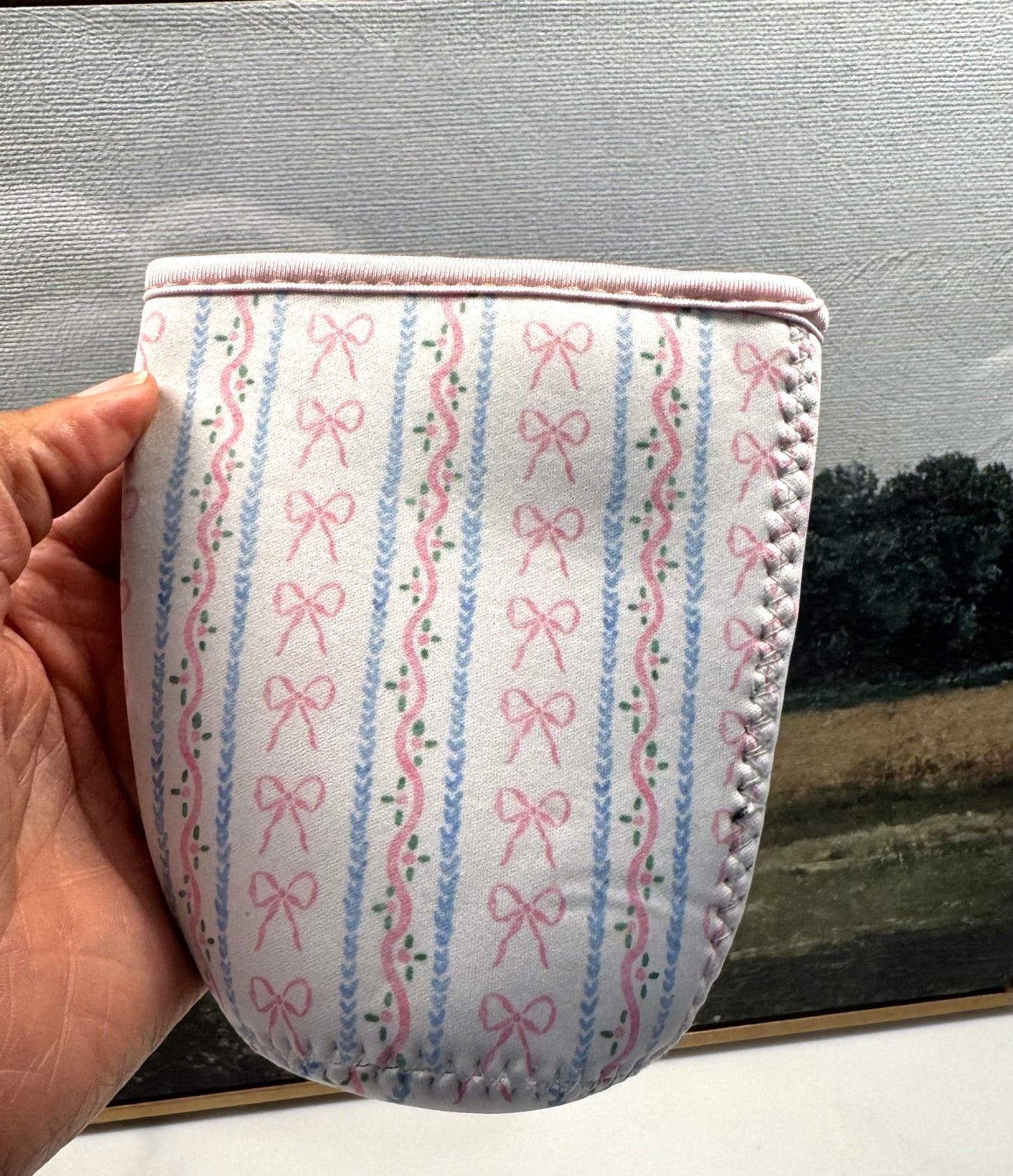 Coquette Bow and Stripes Cup Cozy Sleeve - small