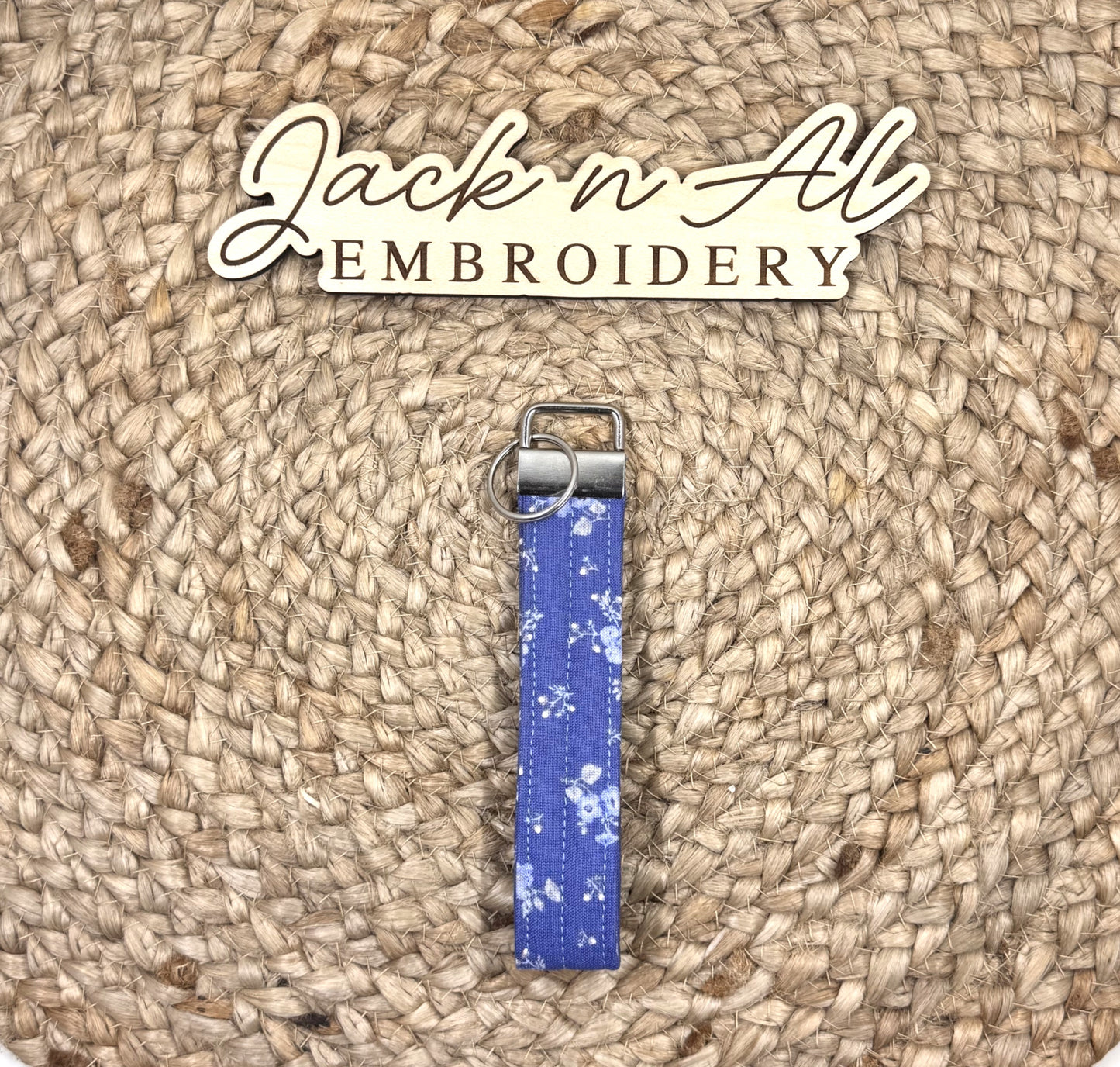 The Blue Floral Keychain Wristlet