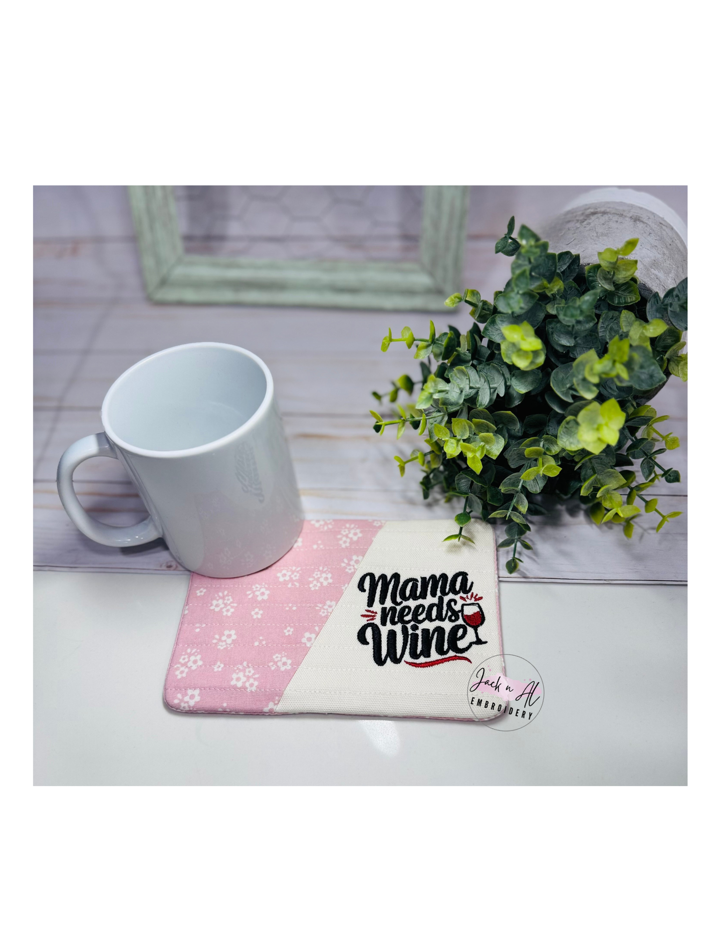 Mama Needs Wine Mug Rug