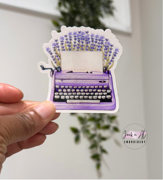 Lavender Floral Typewriter Sticker