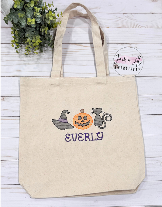 Embroidered/Personalized Halloween Tote Bag