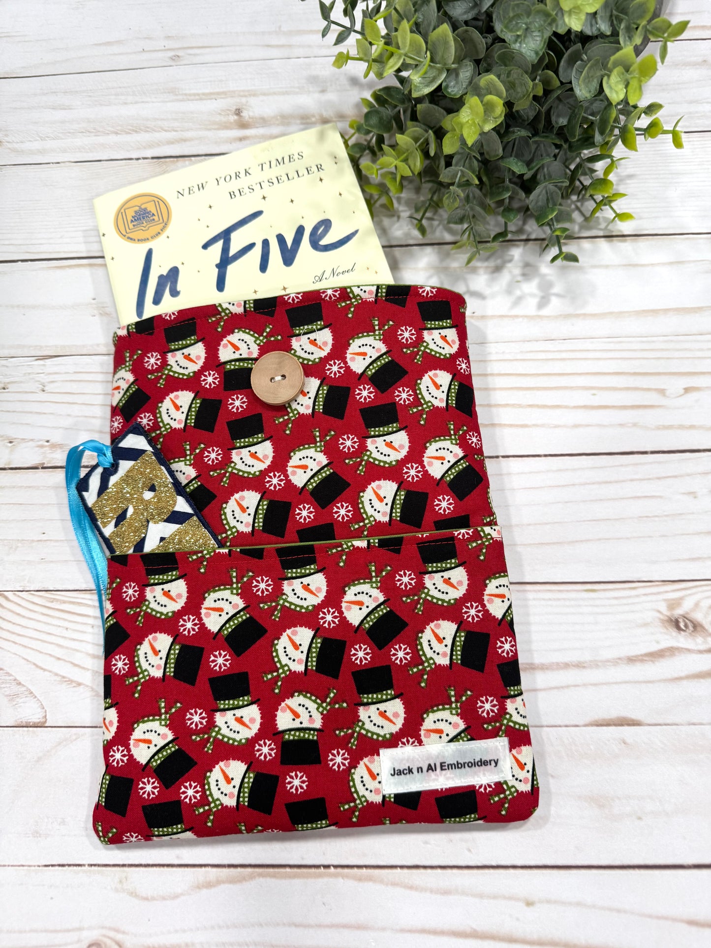 Snowman Quilted Book Cover Sleeve