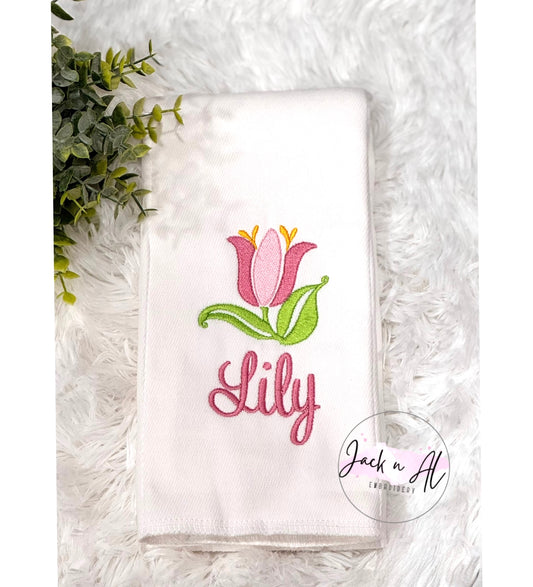Personalized Lily Burp Cloth