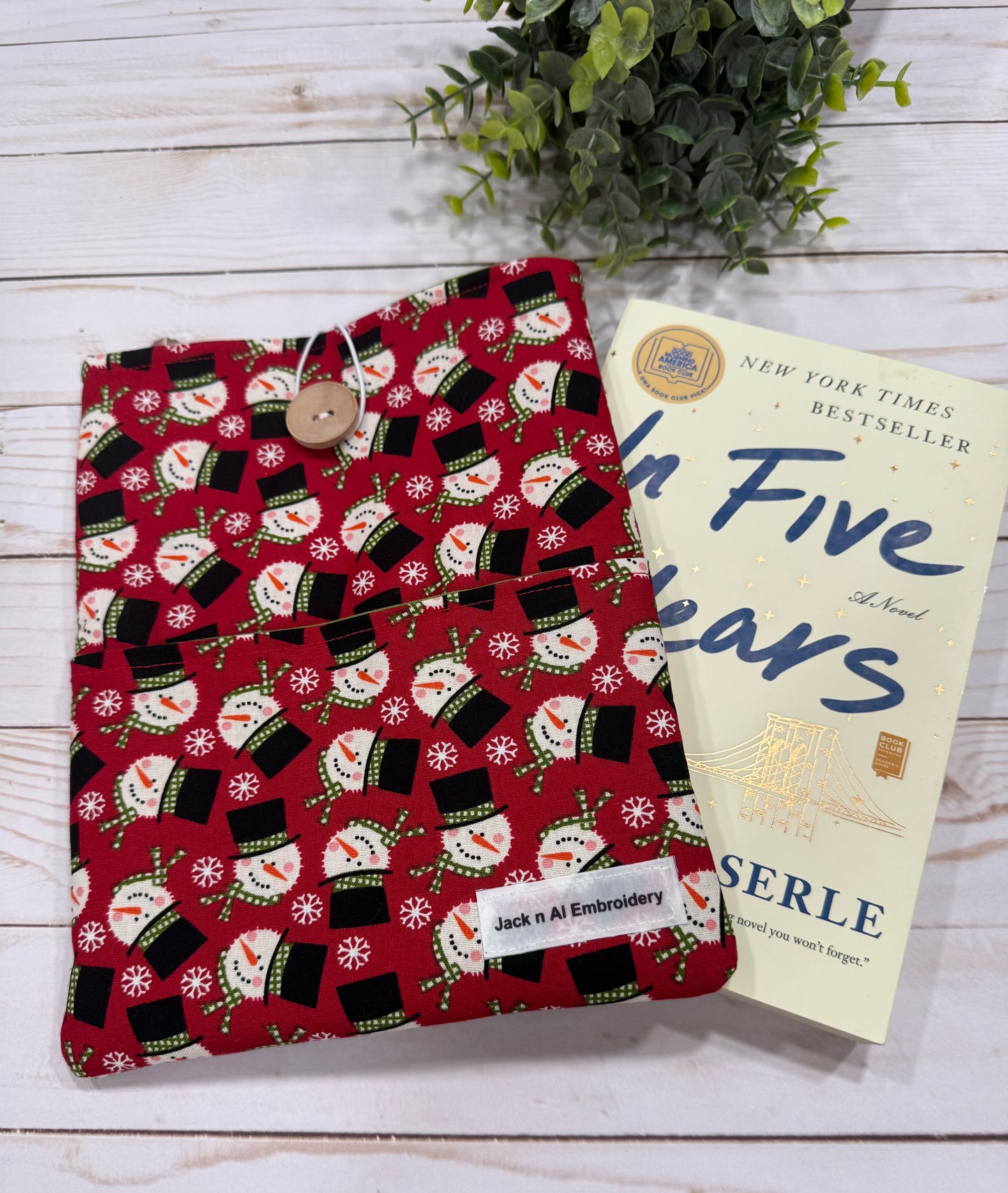 Snowman Quilted Book Cover Sleeve