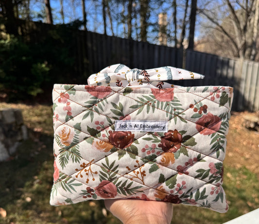 Brown Floral Quilted Bible/Book Cover Sleeve