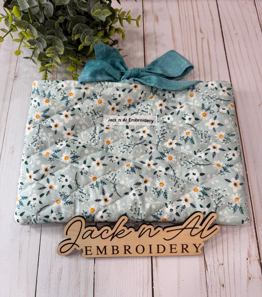 Blue Wildflower Quilted Bible/Book Cover Sleeve