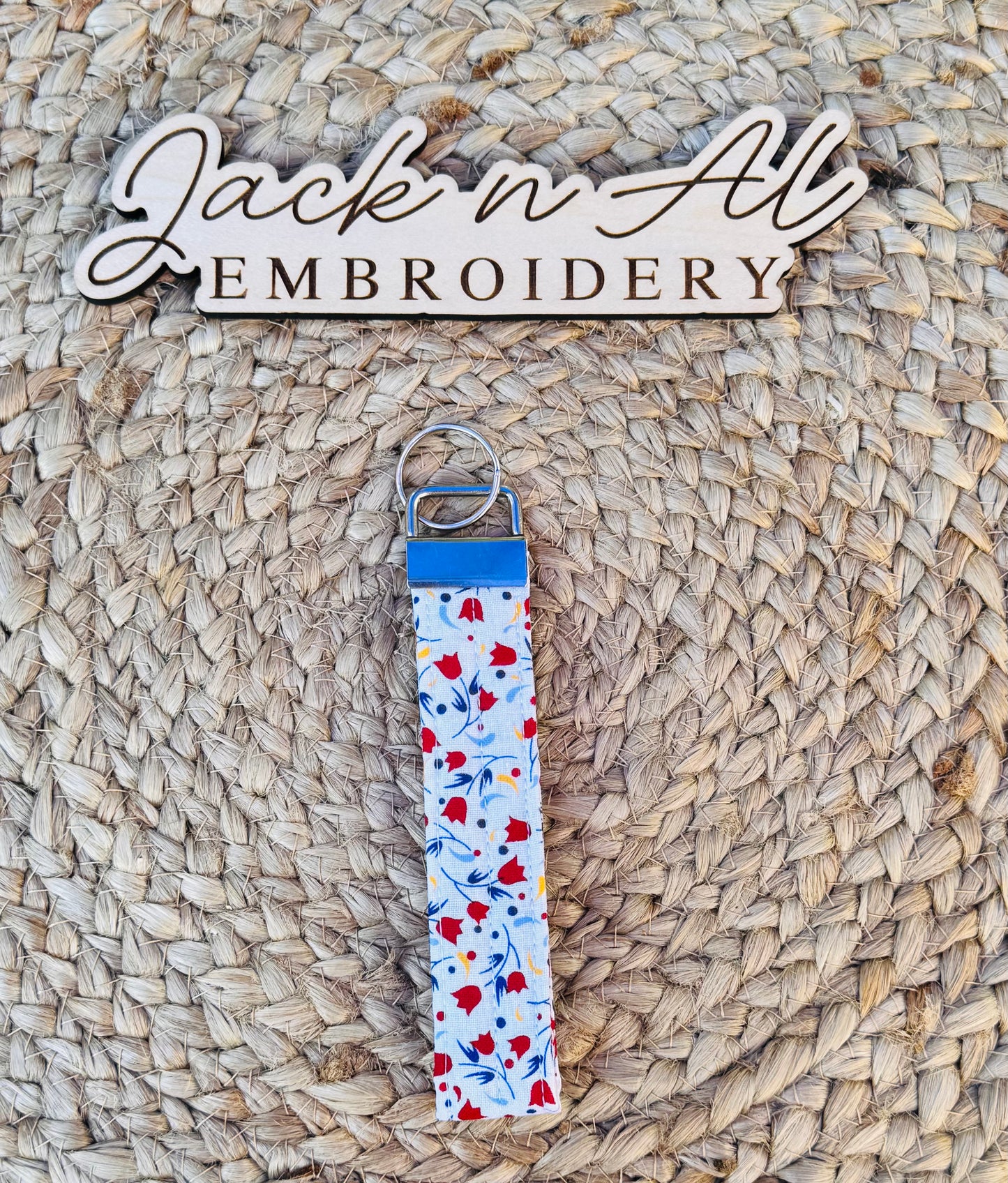 The Floral Red Tulip Keychain Wristlet