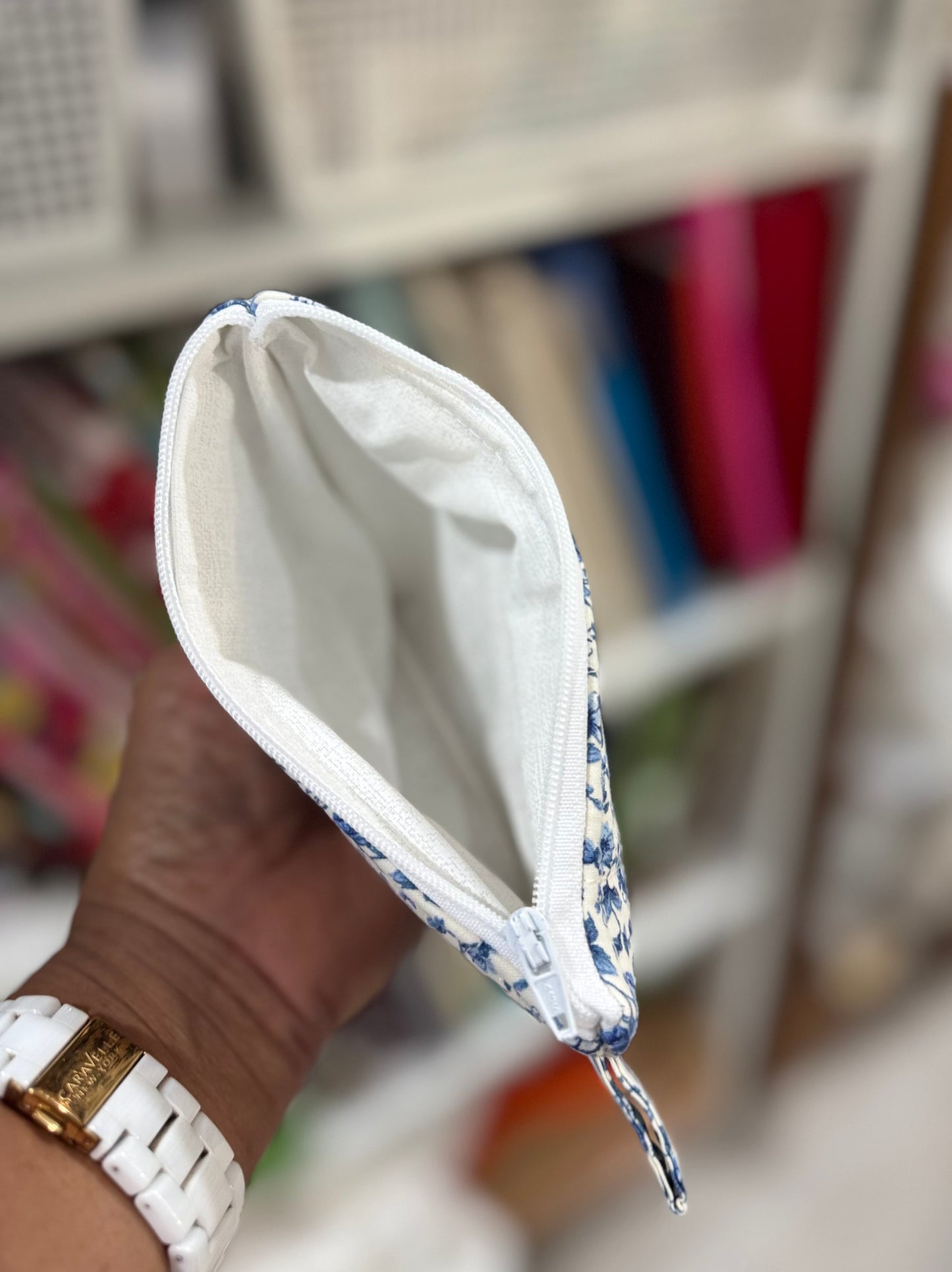 The Blue Floro Zippered Pouch
