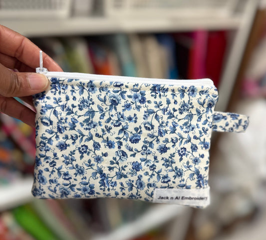 The Blue Floro Zippered Pouch