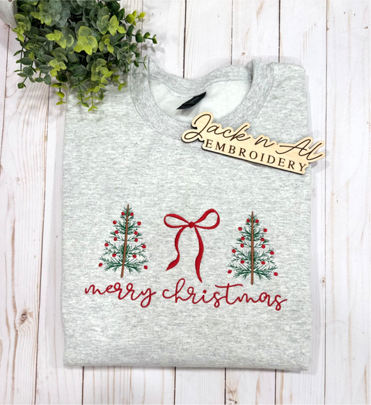 Merry Christmas Coquette Bow Trees Sweatshirt
