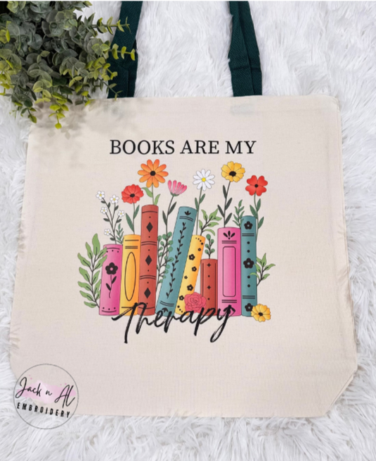 Books Are My Therapy Tote Bag