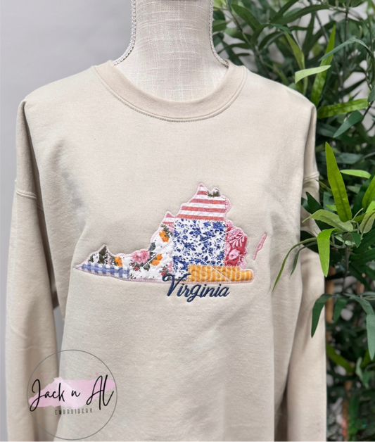 State of VA Quilted Sweatshirt