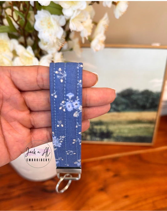 The Blue Floral Keychain Wristlet