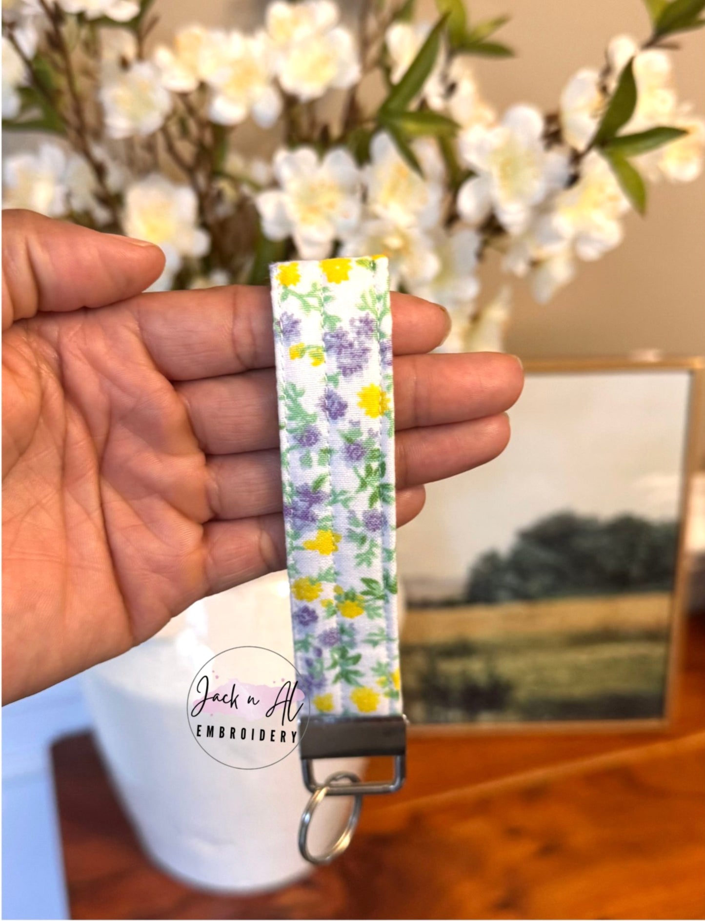 The Lavender Floral Keychain Wristlet