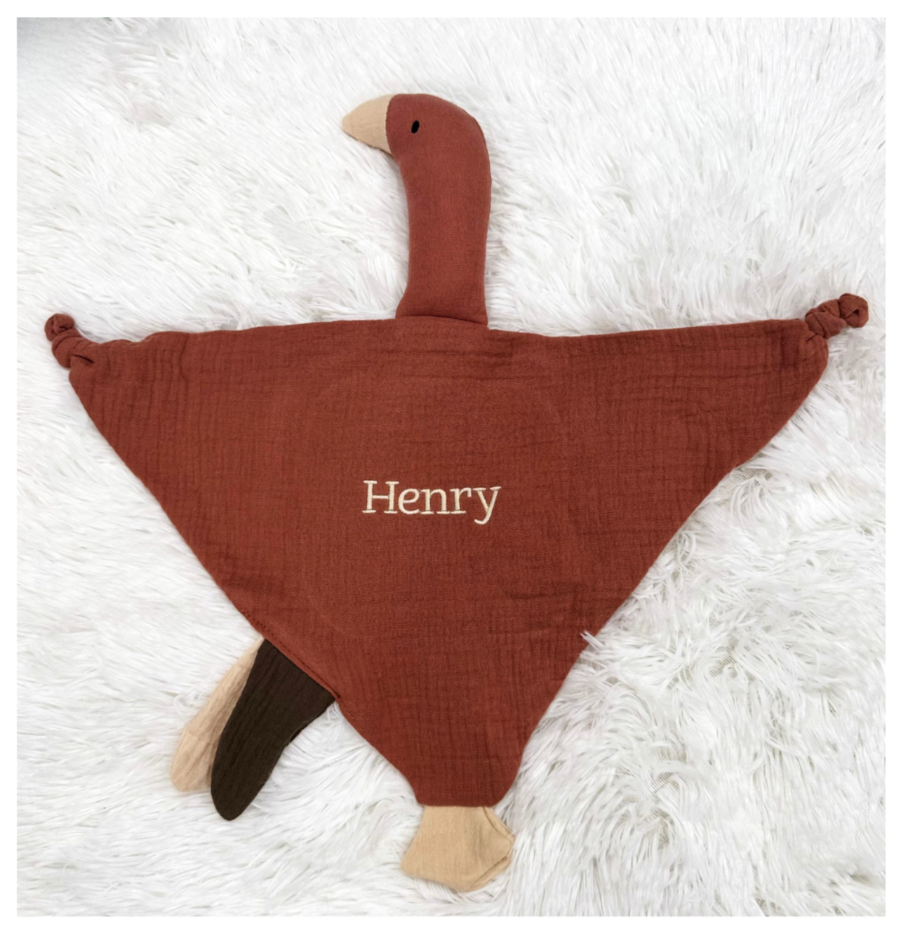 Personalized Muslin Goose Baby Lovey, Baby Comforter