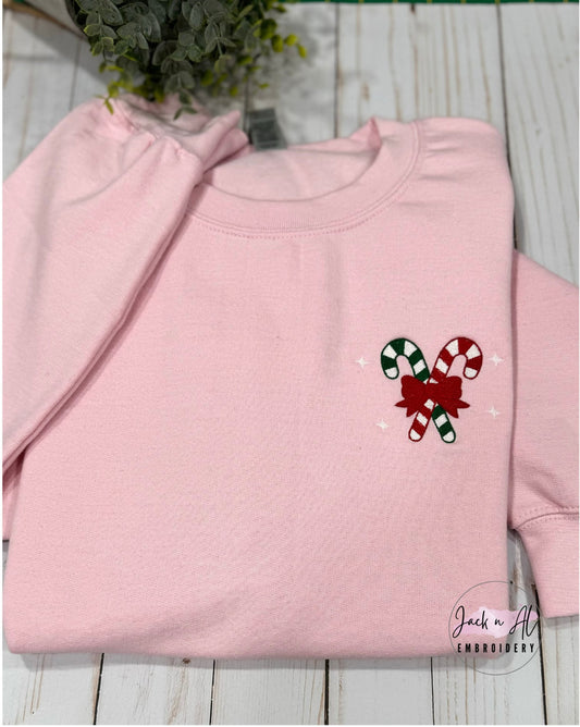 Candy Cane with Bow Sweatshirt