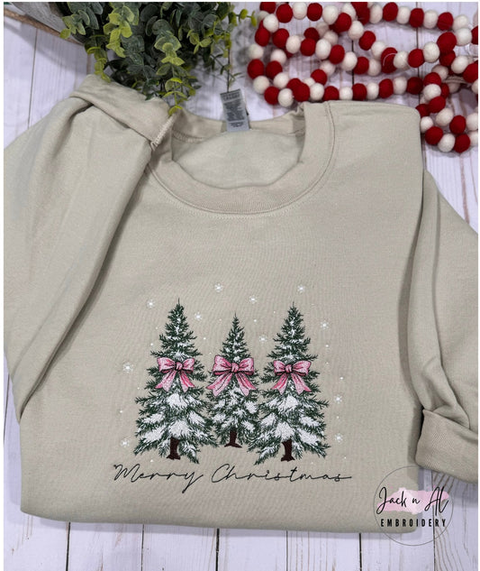 Merry Christmas Trees with Bows Sweatshirt