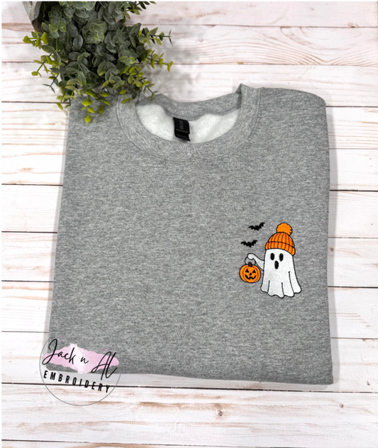 Ghost with Pom Pom Hat and Bucket Sweatshirt