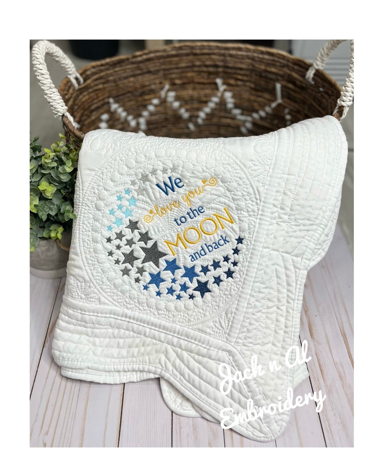 We Love you to the Moon and Back Heirloom Blanket