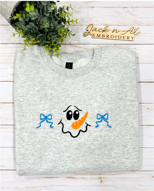 Snowman Face with Bows Sweatshirt