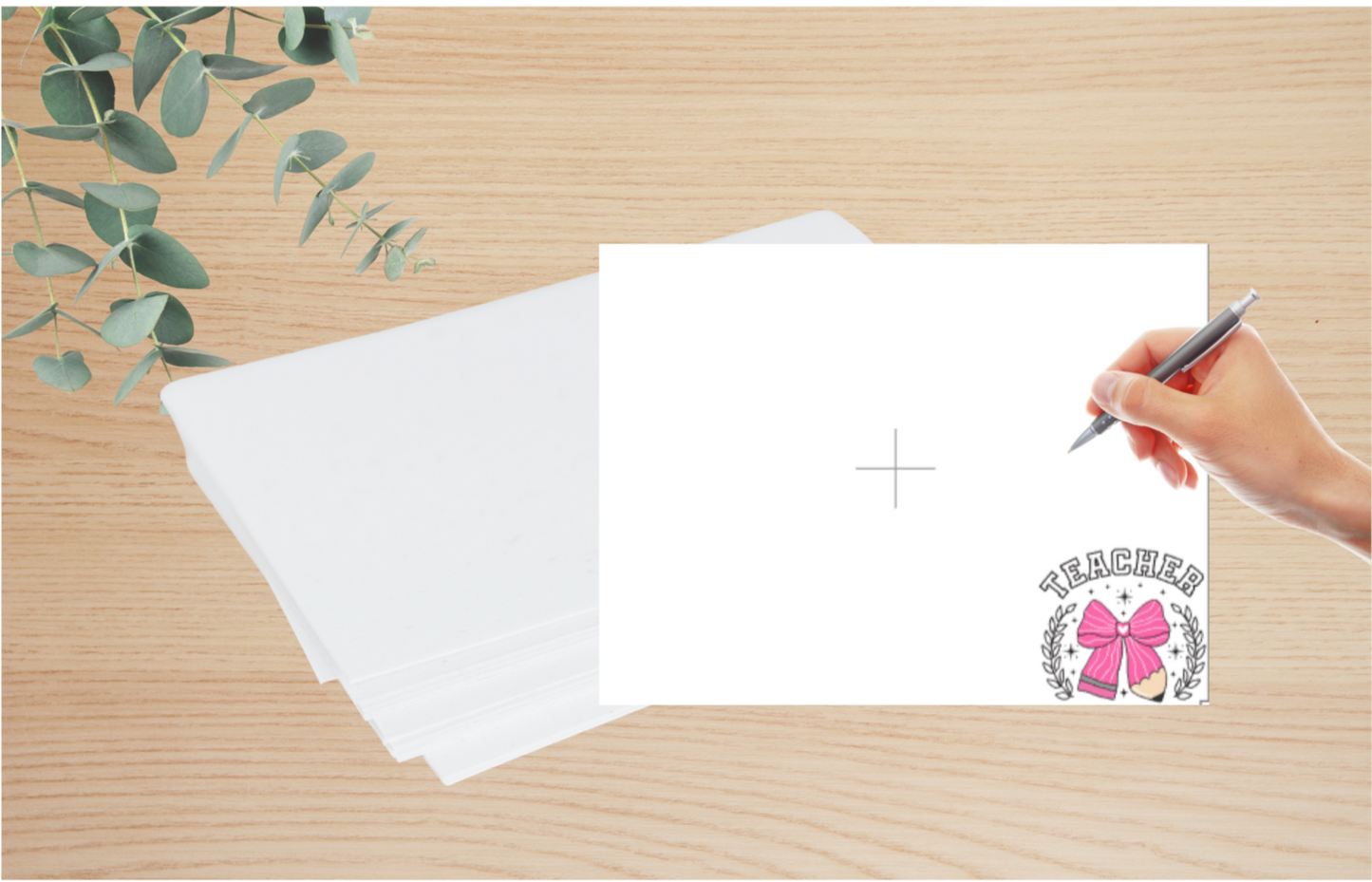 Teacher Pencil/Bow Set Card Stationery